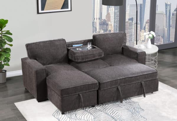 Alina Dark Grey Reversible Pull Out Sofa Bed in Grey